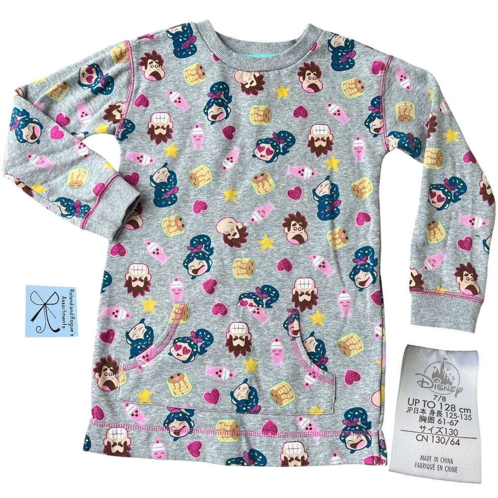 Disney Ralph Breaks the Internet Milkshake Pancake Sweatshirt Dress Kids Sz 7/8